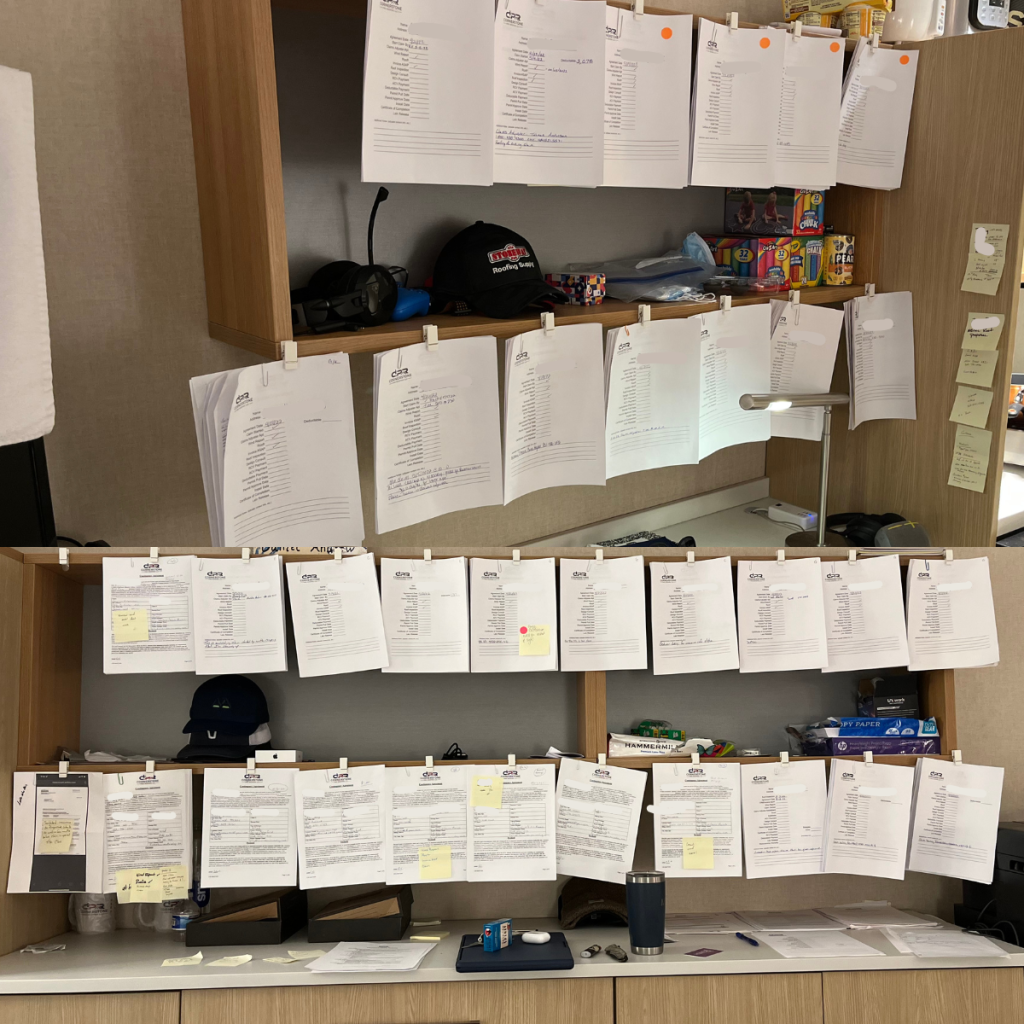 Lioness Contractors job orders organized in the office