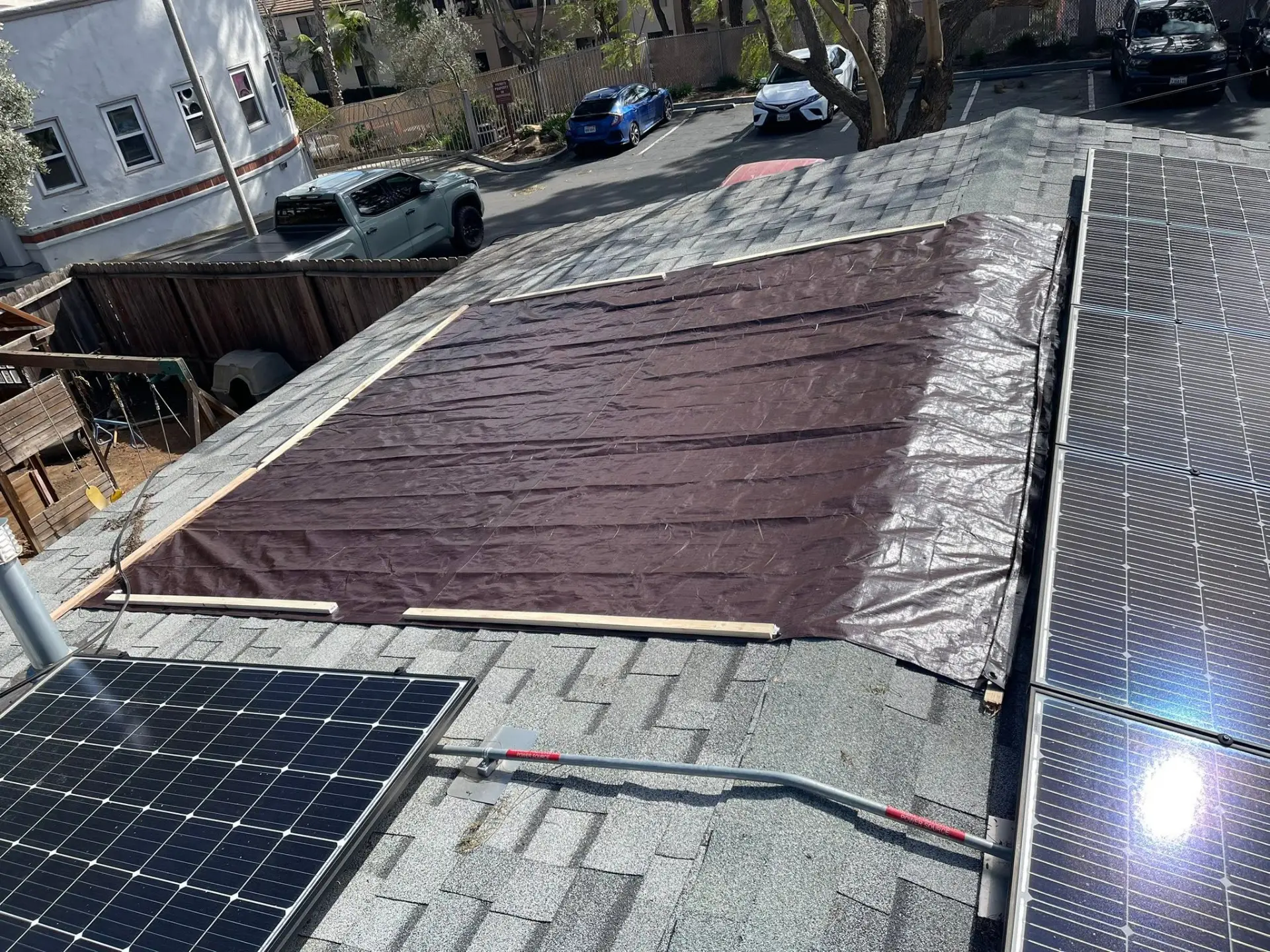 Roof section prepared during a Lioness Contractors install
